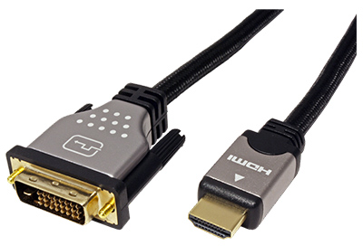 Câble DVI / HDMI, Dual Link, Noir-argent, Roline