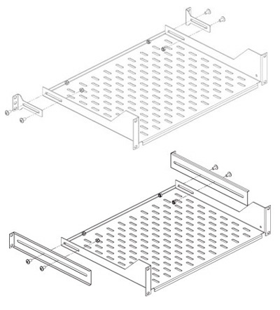 Pattes de fixation arrière pour plateau fixe 19 pouces, par paire, Conteg