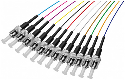 Pigtail ST (UPC), 12 connecteurs, pour fibre 900 µm, sans halogène, TLC