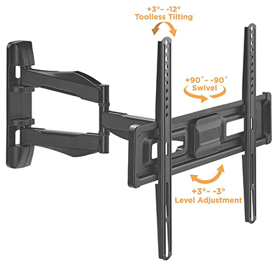 Bras pour écran plat, montage mural, 3 pivots, charge lourde, 35 kg, Value